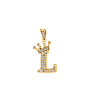 Crown Gold Plated Alphabet Pendant - Miora