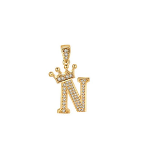 Crown Gold Plated Alphabet Pendant - Miora