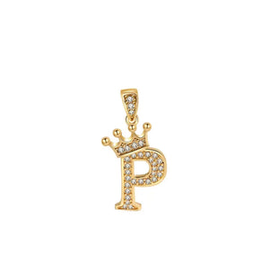 Crown Gold Plated Alphabet Pendant - Miora