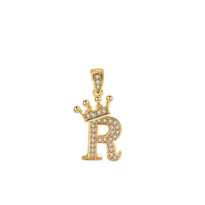 Crown Gold Plated Alphabet Pendant - Miora