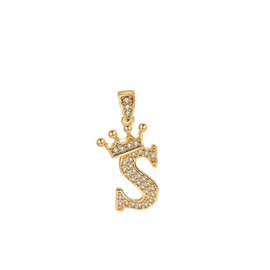 Crown Gold Plated Alphabet Pendant - Miora