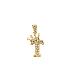 Crown Gold Plated Alphabet Pendant - Miora