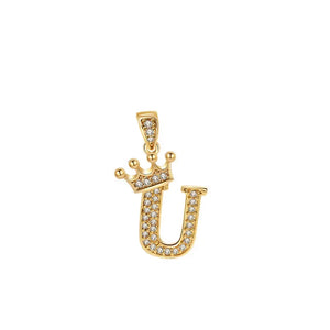 Crown Gold Plated Alphabet Pendant - Miora