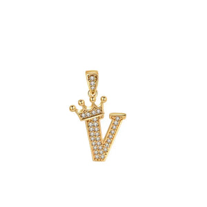 Crown Gold Plated Alphabet Pendant - Miora