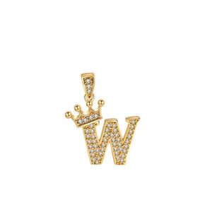 Crown Gold Plated Alphabet Pendant - Miora
