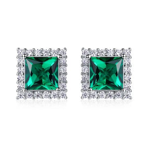 Emerald Halo Stud Earrings - Miora