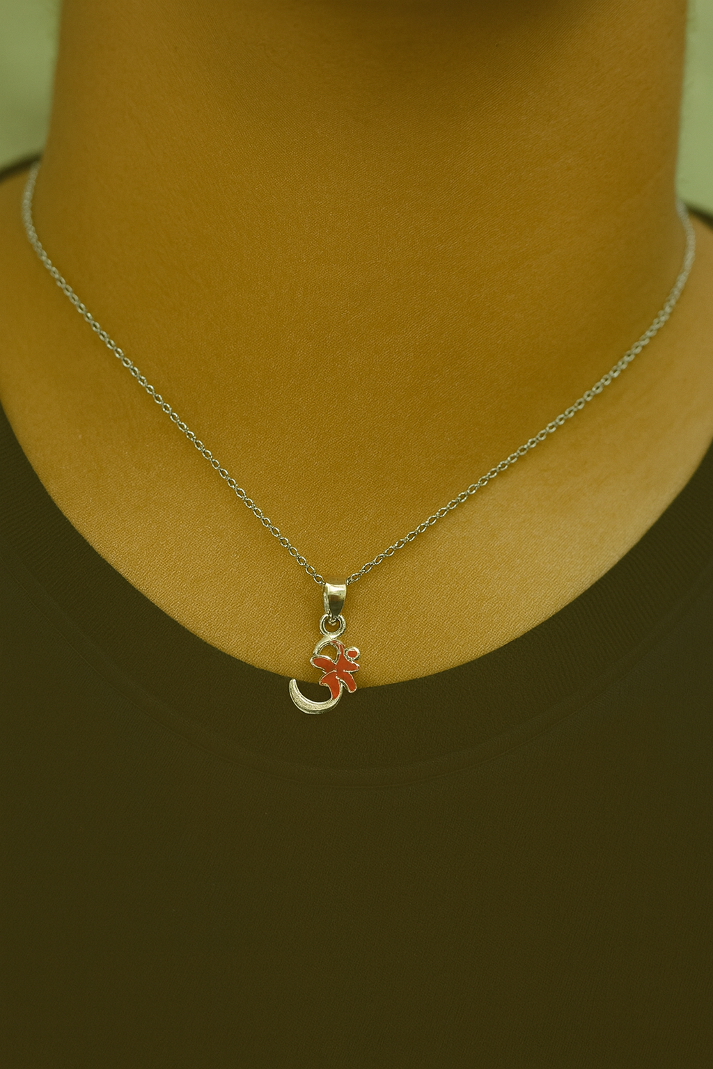Sterling Silver Om with Crescent Moon Pendant