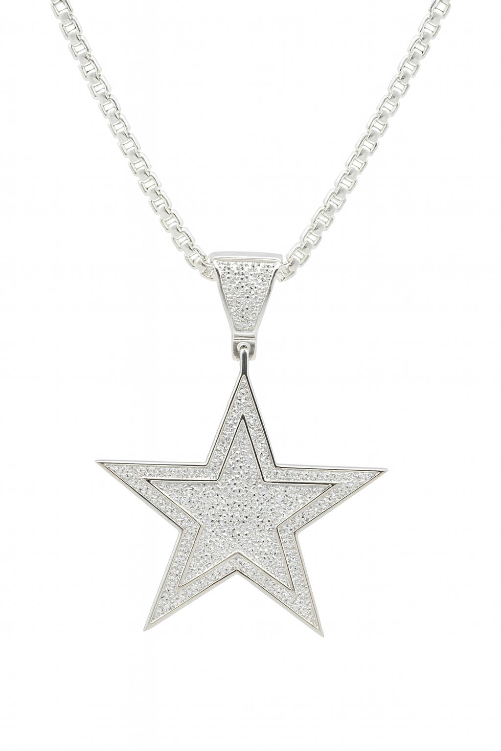 Star Pendant with Micro CZ Stones | Shimmering Double-Layer Design | Unisex Statement Jewelry