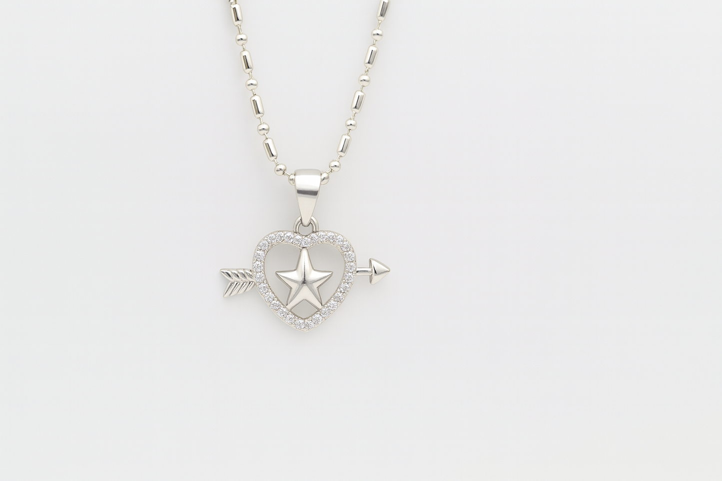 Heart & Star Arrow Pendant Necklace | Sparkling Cupid Design | Romantic Jewelry for Women
