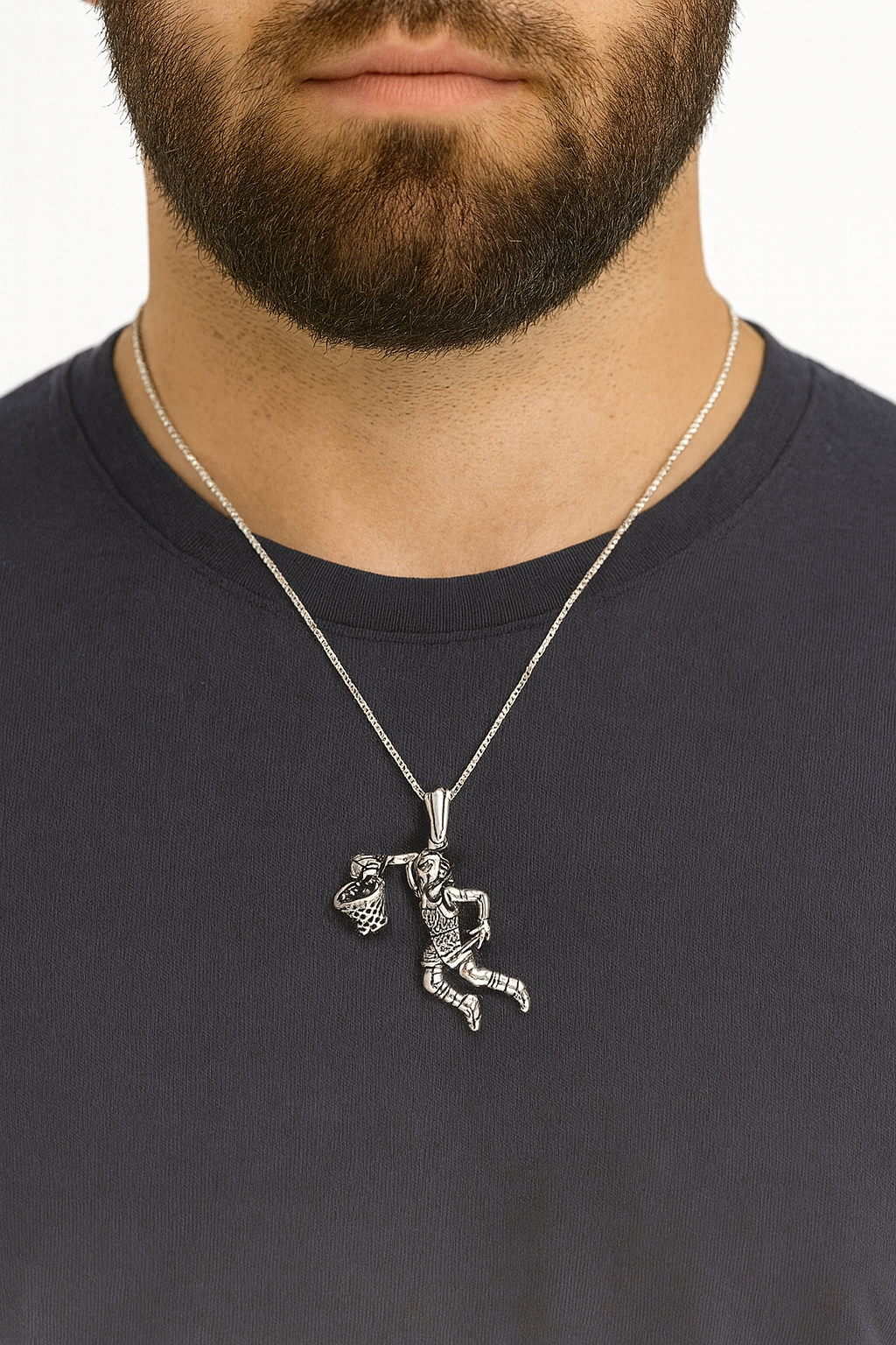 Basketball Player Pendant | Sports-Inspired Jewelry | Unisex Oxidized Finish