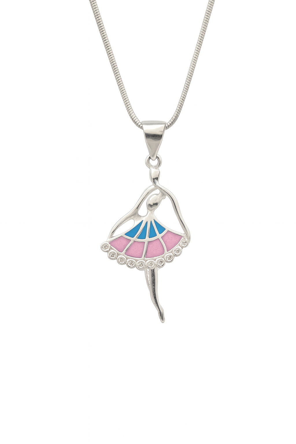 Ballerina Pendant Necklace | Pink & Blue Enamel Dance Design | Graceful Jewelry for Women & Girls