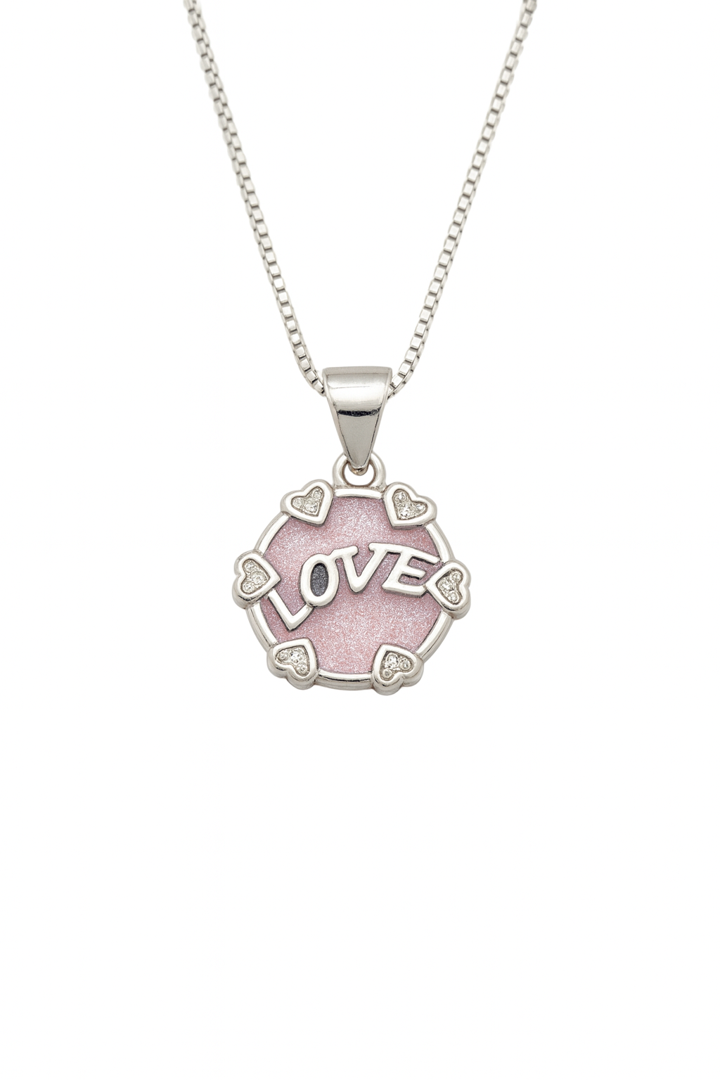 Pink LOVE Pendant Necklace | Heart Border Design | Symbol of Affection & Joy