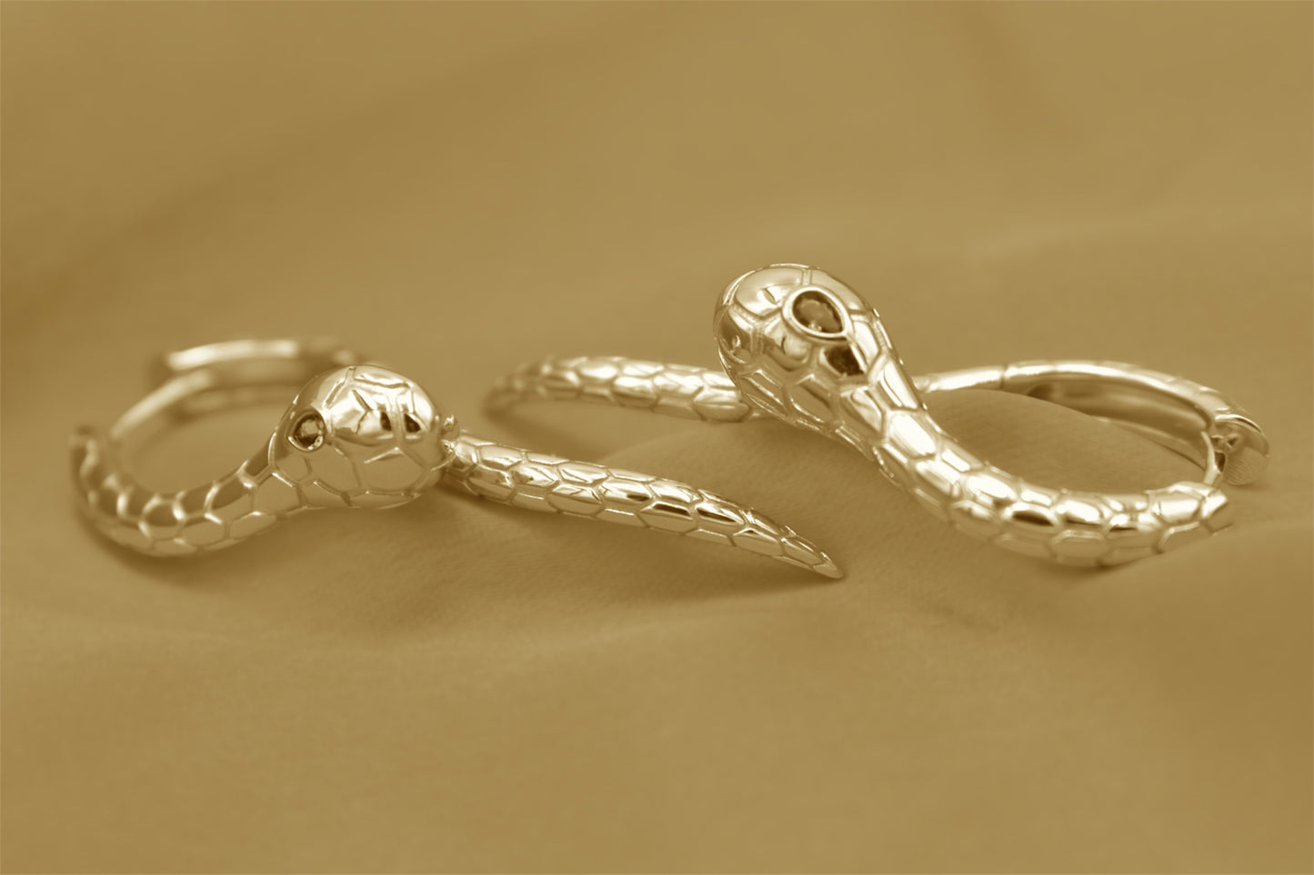 Serpent Statement Hoop Earrings with Emerald Eyes