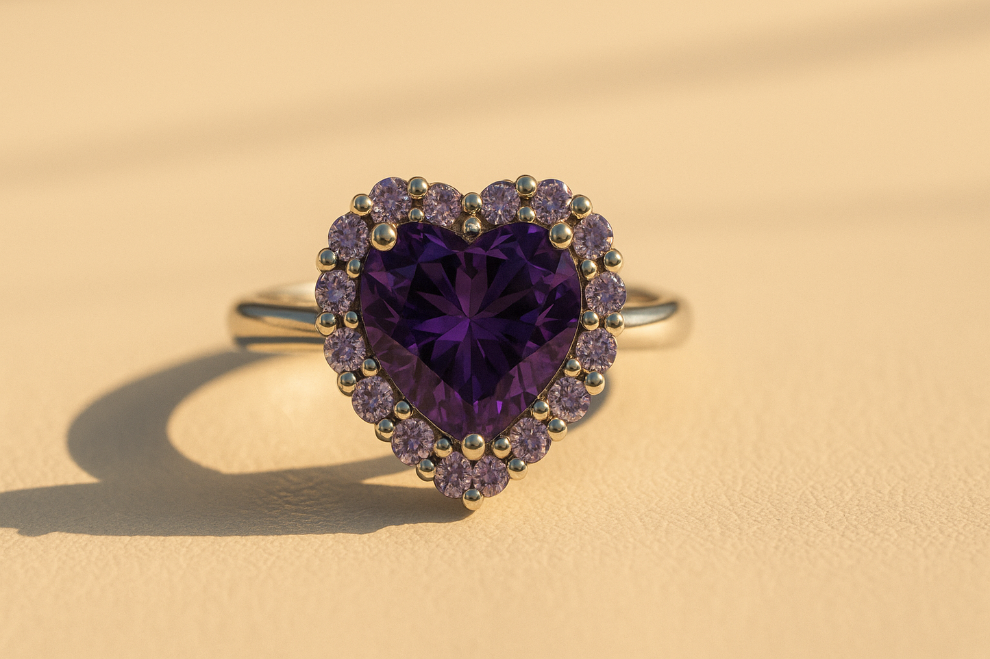 Violet Embrace Heart-Cut Ring