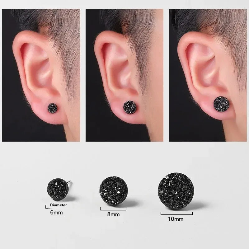 Black Crystal Stud Earrings - Miora