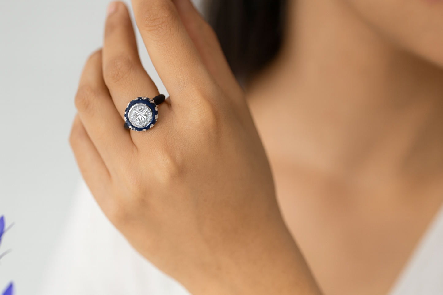 Sterling Silver Midnight Halo Ring