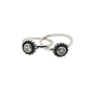 Classic Floral Adjustable Toe Ring with White Stone