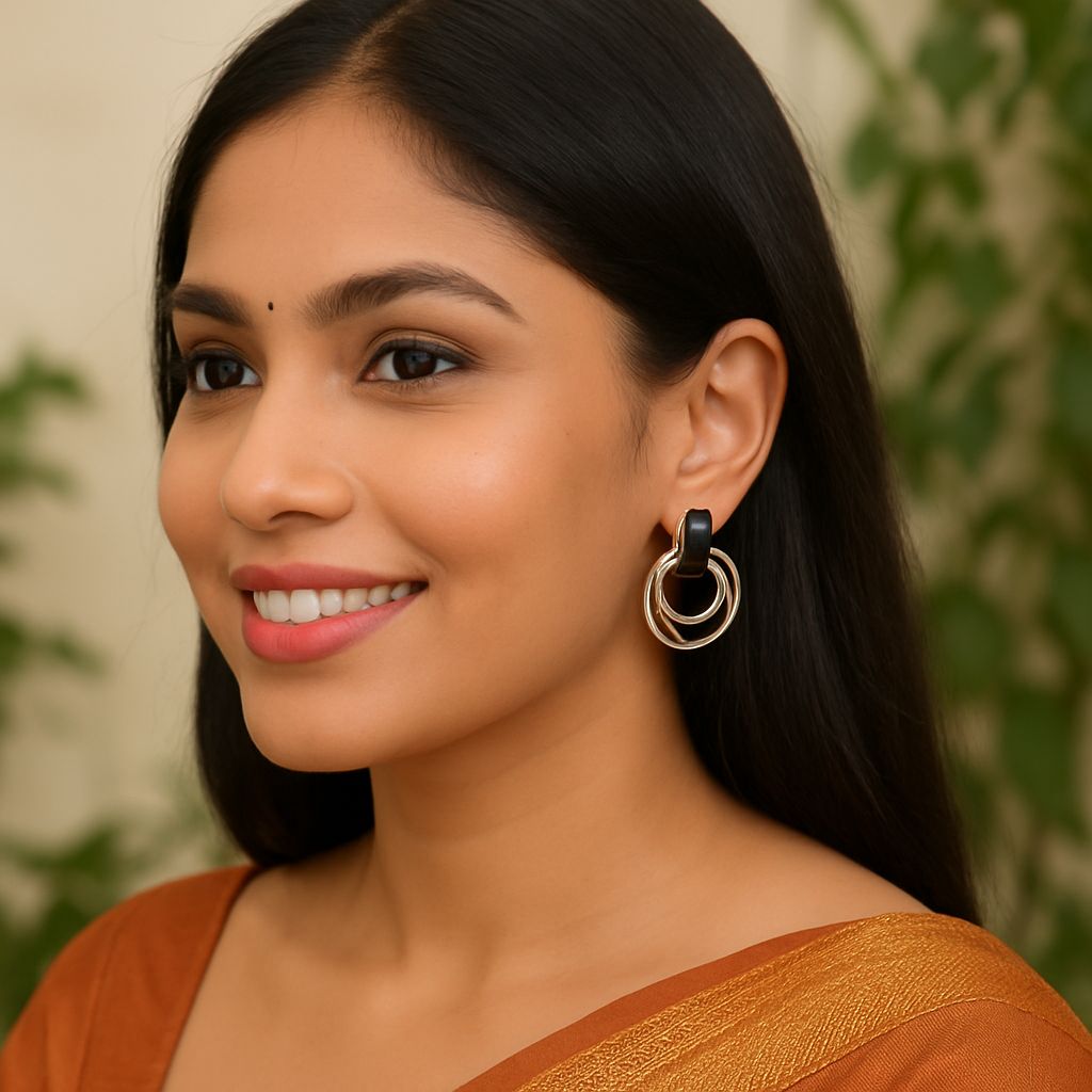 Elegant Black and Silver Hoop Earrings
