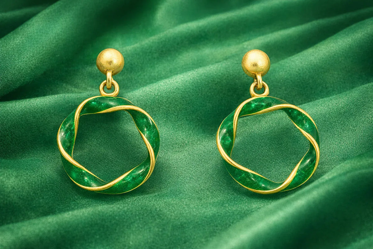 Emerald Twist Drop Earrings - Miora