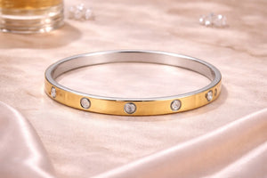 MIORA 925 Sterling Silver Accent-Screw Zirconia Bangle