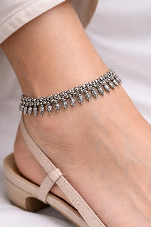 MIORA 925 Sterling Silver Antique Floral Anklet - image 2