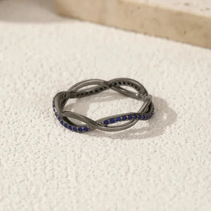 MIORA 925 Sterling Silver Blue-Interwoven Zirconia Ring
