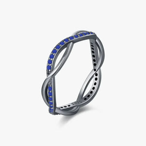 MIORA 925 Sterling Silver Blue-Interwoven Zirconia Ring