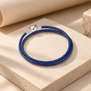 MIORA 925 Sterling Silver Braided Leather Bracelet