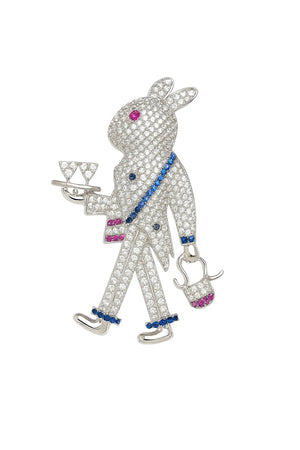 MIORA 925 Sterling Silver Bunny Zirconia Brooch