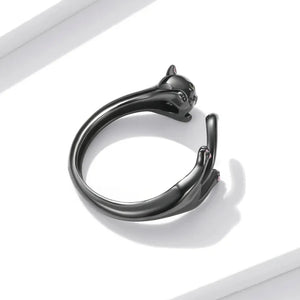 MIORA 925 Sterling Silver Cat Open Ring