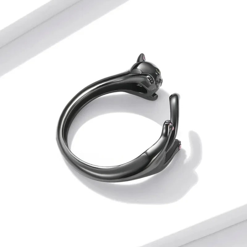 MIORA 925 Sterling Silver Cat Open Ring