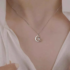 MIORA 925 Sterling Silver Celestial-Crescent Pearl Necklace