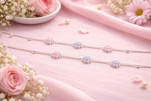 MIORA 925 Sterling Silver Dual-Tone Floral Anklet - main image