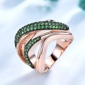 MIORA 925 Sterling Silver Emerald-Wave Zirconia Ring