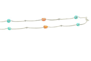 MIORA 925 Sterling Silver Evil-Eye Bead Anklet - image 3