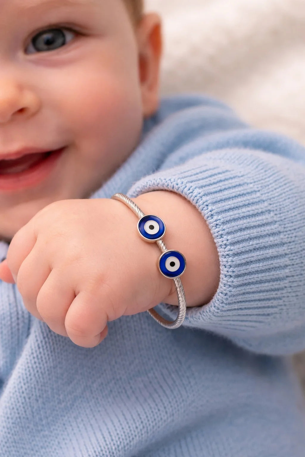 MIORA 925 Sterling Silver Evil Eye Kada