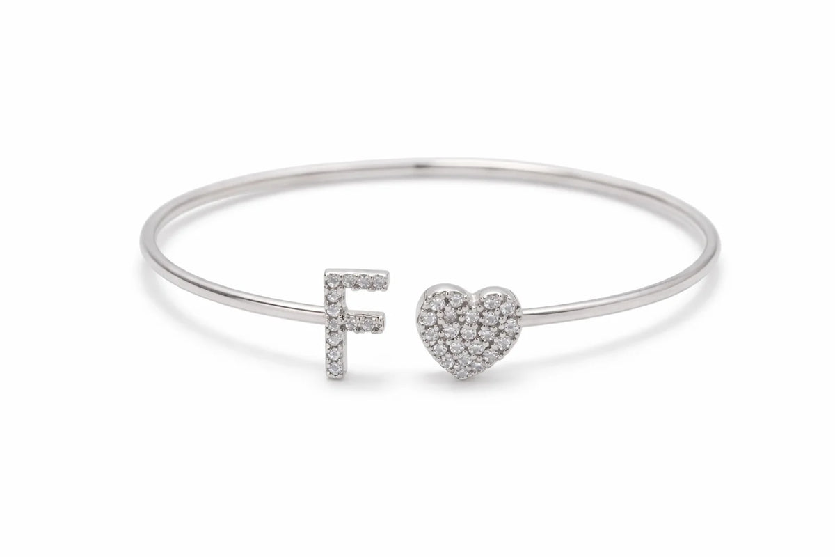 MIORA 925 Sterling Silver F-Initial Zirconia Bracelet