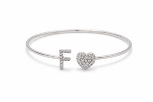MIORA 925 Sterling Silver F-Initial Zirconia Bracelet