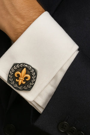 MIORA 925 Sterling Silver Fleur-de-Lis Cufflinks - image 2