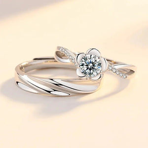 MIORA 925 Sterling Silver Floral-Couple Zirconia Ring - main image