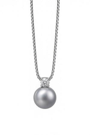 MIORA 925 Sterling Silver Grey-Pearl Zirconia Necklace