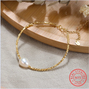 MIORA 925 Sterling Silver Hand-Made Pearl Bracelet