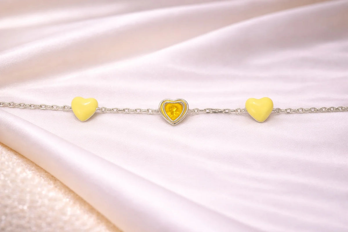 MIORA 925 Sterling Silver Heart-Enamel Zirconia Bracelet