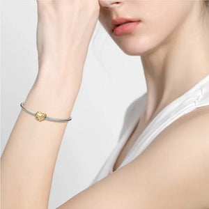 MIORA 925 Sterling Silver Heart Ribbon Bead