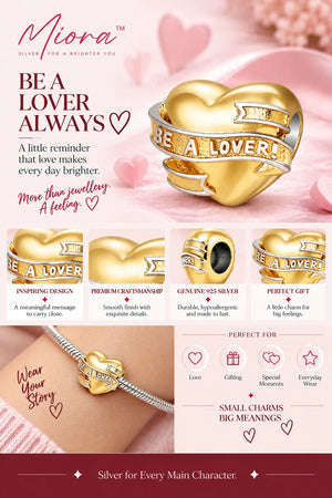 MIORA 925 Sterling Silver Heart Ribbon Bead