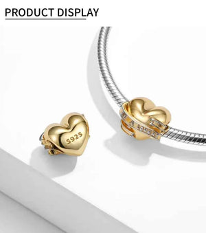 MIORA 925 Sterling Silver Heart Ribbon Bead