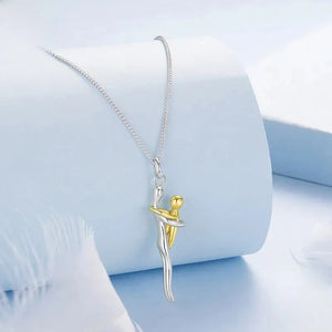 MIORA 925 Sterling Silver Mother & Child Embrace Necklace