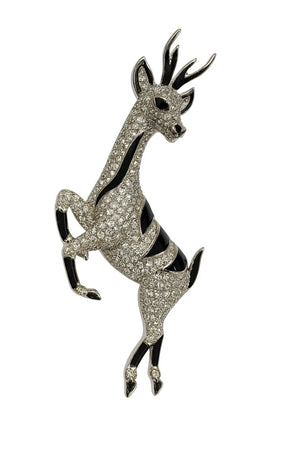 MIORA 925 Sterling Silver Regal-Deer Zirconia Brooch