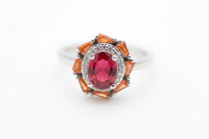 MIORA 925 Sterling Silver Ruby-Halo Zirconia Ring - image 3
