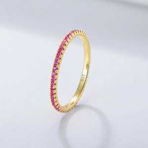 MIORA 925 Sterling Silver Slim-Eternity Zirconia Ring